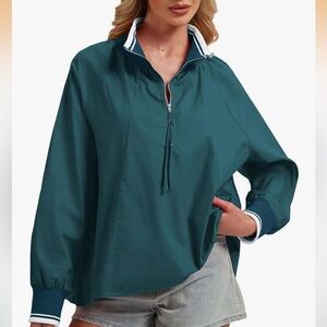Green Half Zip Pull Over Top Size Medium NWOT Swing Tunic Top